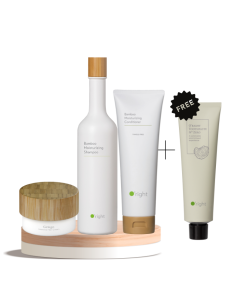 O'right Moisture & Shine Set mit Bamboo Moisturizing Shampoo & Conditioner sowie Ginkgo Intensive Hair Cream – inkl. gratis Zahnpasta